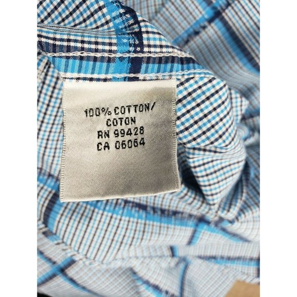 Bugatchi Uomo Men Embroidered Button Up Blue White Dress Shirt RN 99428 - Picture 9 of 12